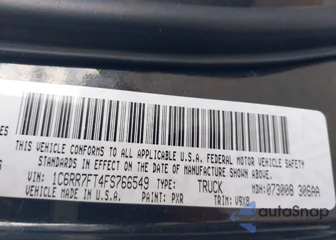 2015 Ram 1500 Express from USA, damaged, VIN 1C6RR7FT4FS766549